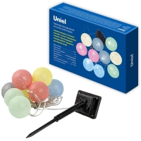 Садовая гирлянда на солнечной батарее &laquo;Клубки&raquo; Uniel, IP44, 1,8 м, теплый белый