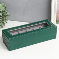 Шкатулка кожзам под часы 6 отделений "Зелёная с белой строчкой" 8х30х11 см Шкатулка кожзам под часы 6 отделений "Зелёная с белой строчкой" 8х30х11 см