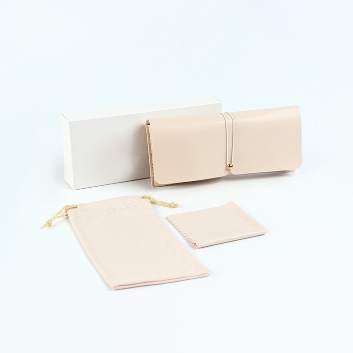 Набор для очков: футляр, чехол, салфетка, бежевый Набор для очков: футляр, чехол, салфетка, бежевый