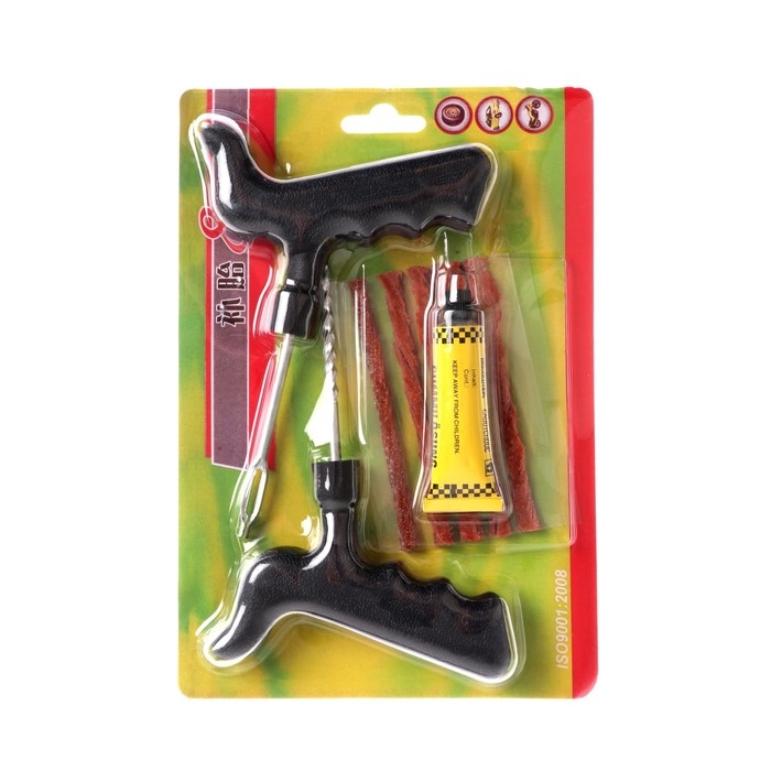 Ремкомплект для ремонта б/к шин с клеем-активатором N02, 4 предмета Ремкомплект для ремонта б/к шин с клеем-активатором N02, 4 предмета