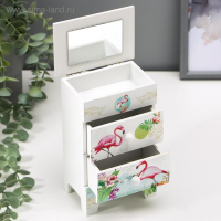 Шкатулка дерево 3 ящика "Фламинго" 18х11,5х7,5 см