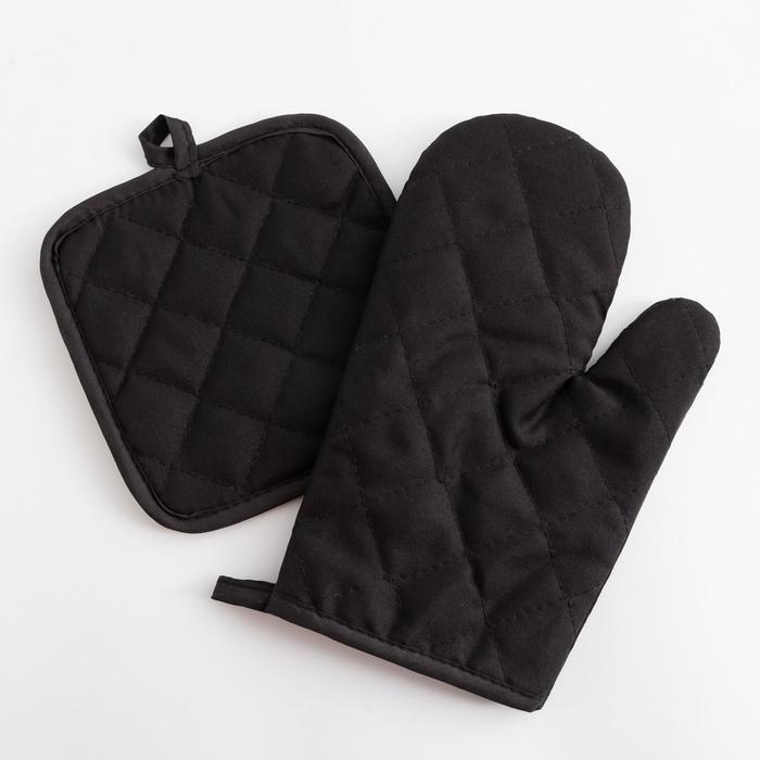 Кухонный набор 2 прихватки Доляна &laquo;King&raquo;, прихватка 17х17 см, рукав. 26х16 см