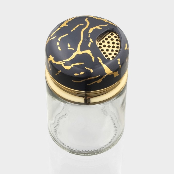 Солонка стеклянная Magistro &laquo;Чёрный мрамор&raquo;, 150 мл, 5,5&times;9,5 см