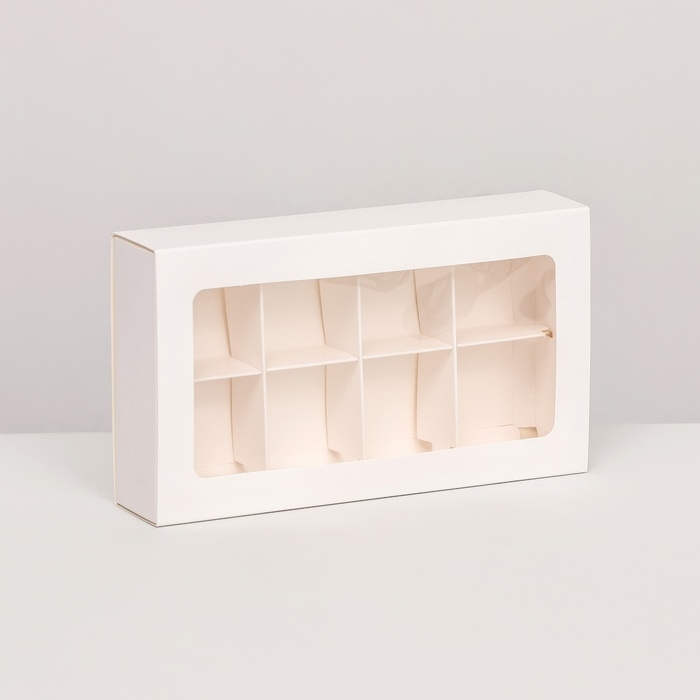 Коробка складная под 8 конфет, 18 х 10 х 3,5 см, белая