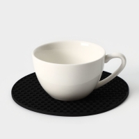 Коврик - подставка под горячее силиконовый, d=140 мм, толщина=3.5 мм, цвет черный