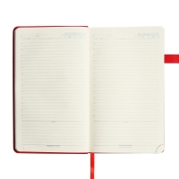 Ежедневник недатированный А5, 136 листов PREMIER, твёрдая обложка, искусственная кожа, ляссе, магнитный хлястик, бежевый блок 70 г/м2, красный