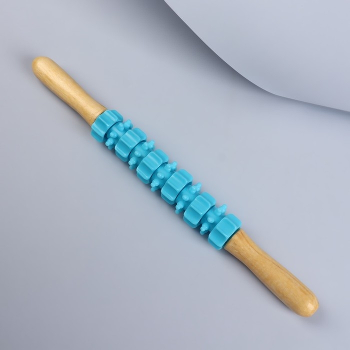 Массажёр «Скалка», универсальный, 37,5 × 4 см, деревянный, 11 колёс, цвет МИКС Массажёр «Скалка», универсальный, 37,5 × 4 см, деревянный, 11 колёс, цвет МИКС