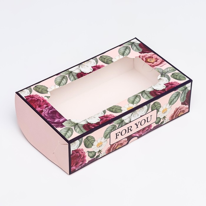Коробка складная с окном под зефир Коробка складная с окном под зефир "FOR YOU", 25 х 15 х 7 см