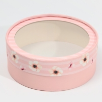 Коробка для макарун, кондитерская упаковка тубус с окном, &laquo;Цветы&raquo; 16 х 16 х 5 см