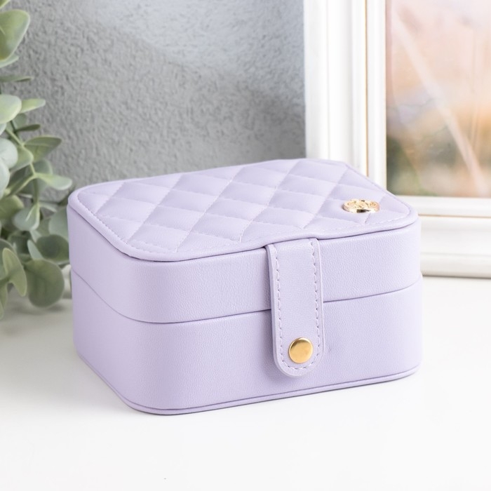 Шкатулка кожзам для украшений Шкатулка кожзам для украшений "Стёганая матовая" сиреневая 12х10х6,3 см