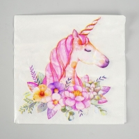 Салфетки бумажные «Прекрасный единорог», набор 20 шт., 33х33 см Салфетки бумажные «Прекрасный единорог», набор 20 шт., 33х33 см