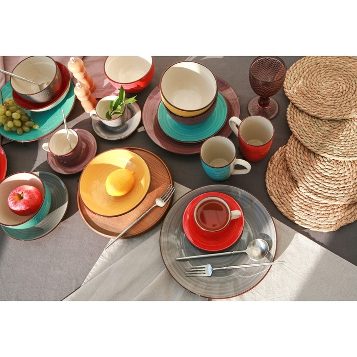 Тарелка керамическая десертная Доляна &laquo;Морской мир&raquo;, d=19 см, цвет красный