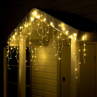 Гирлянда &laquo;Бахрома&raquo; 3 &times; 0.6 м, IP44, УМС, белая нить, 160 SMD-LED, свечение тёплое белое, 220 В