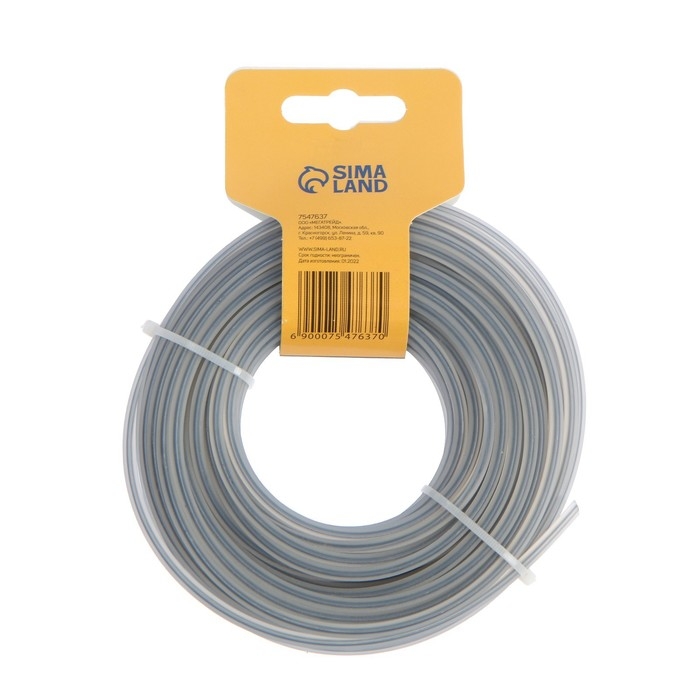 Леска для триммера ТУНДРА, сечение квадрат с жилой, двухкомпонентная, d=3 мм, 15 м, нейлон Леска для триммера ТУНДРА, сечение квадрат с жилой, двухкомпонентная, d=3 мм, 15 м, нейлон