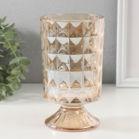 Подсвечник стекло на 1 свечу "Ромбы. На ножке" d=9 см прозрачный карамель 10х10х17,5 см Подсвечник стекло на 1 свечу "Ромбы. На ножке" d=9 см прозрачный карамель 10х10х17,5 см
