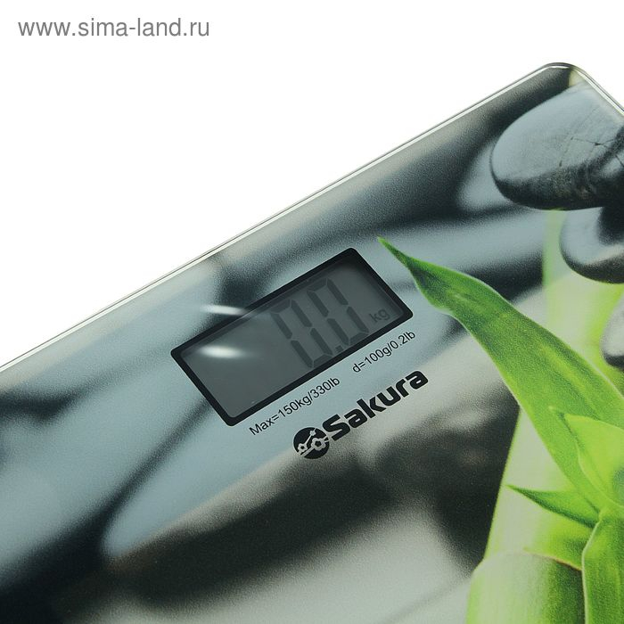 Весы напольные Sakura SA-5072S, электронные, до 180 кг, рисунок Весы напольные Sakura SA-5072S, электронные, до 180 кг, рисунок "бамбук"
