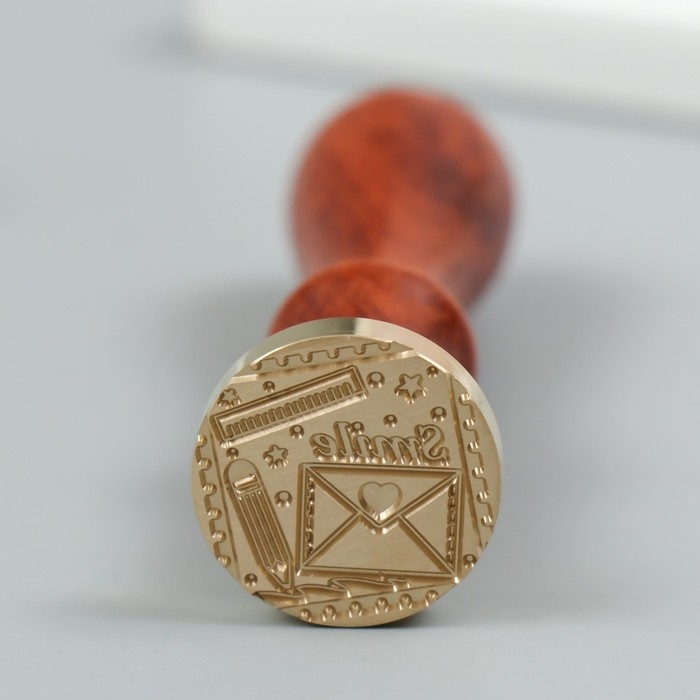 Печать для сургуча с деревянной ручкой Печать для сургуча с деревянной ручкой "Марка. Письмо" 9х2,5х2,5 см