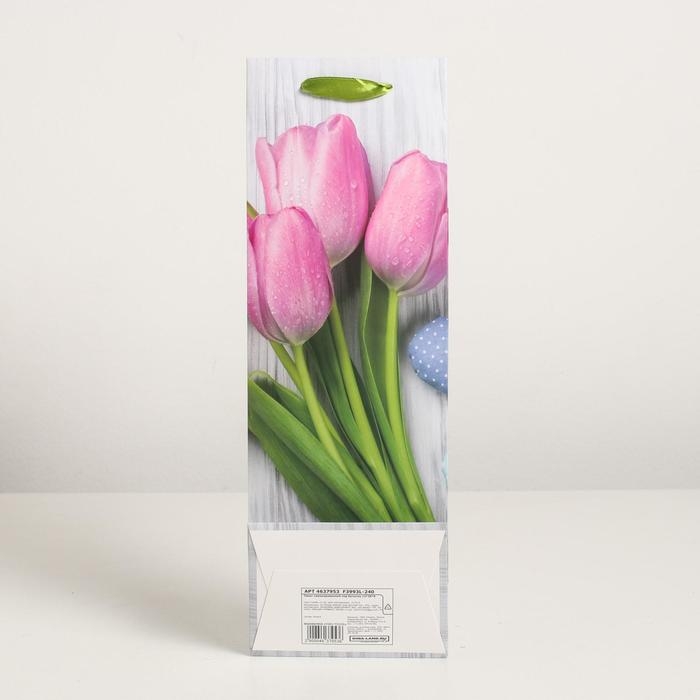 Пакет ламинированный под бутылку, 12 х 9 х 36 см