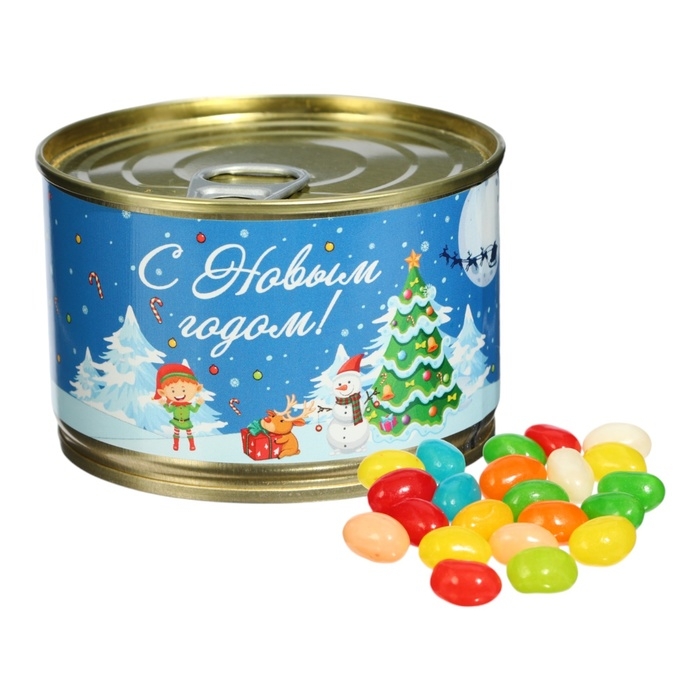 Новый год. Мармеладные бобы "Новогодняя ночь", в консервной банке, 100 г