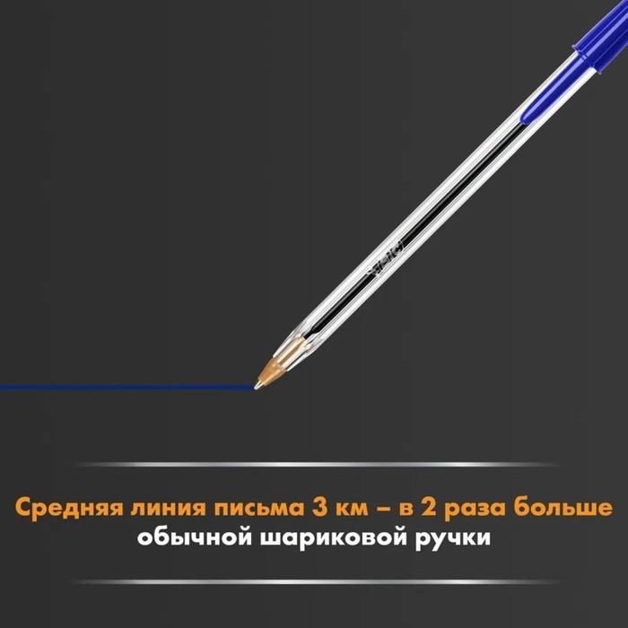 Набор ручек шариковых, 4 штуки, BIC Набор ручек шариковых, 4 штуки, BIC "Cristal Original" узел 1.0 мм, среднее письмо, синие чернила, прозрачный корпус