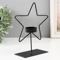 Подсвечник металл на 1 свечу "Звезда" d=4 см черный 14,5х6х19,5 см Подсвечник металл на 1 свечу "Звезда" d=4 см черный 14,5х6х19,5 см