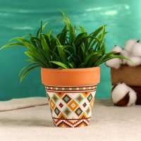 Горшок "Трапеция" терракот с узором, 9х9см, МИКС Горшок "Трапеция" терракот с узором, 9х9см, МИКС