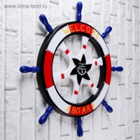 Штурвал сувенирный "Добро пожаловать на борт" красный 62см Штурвал сувенирный "Добро пожаловать на борт" красный 62см