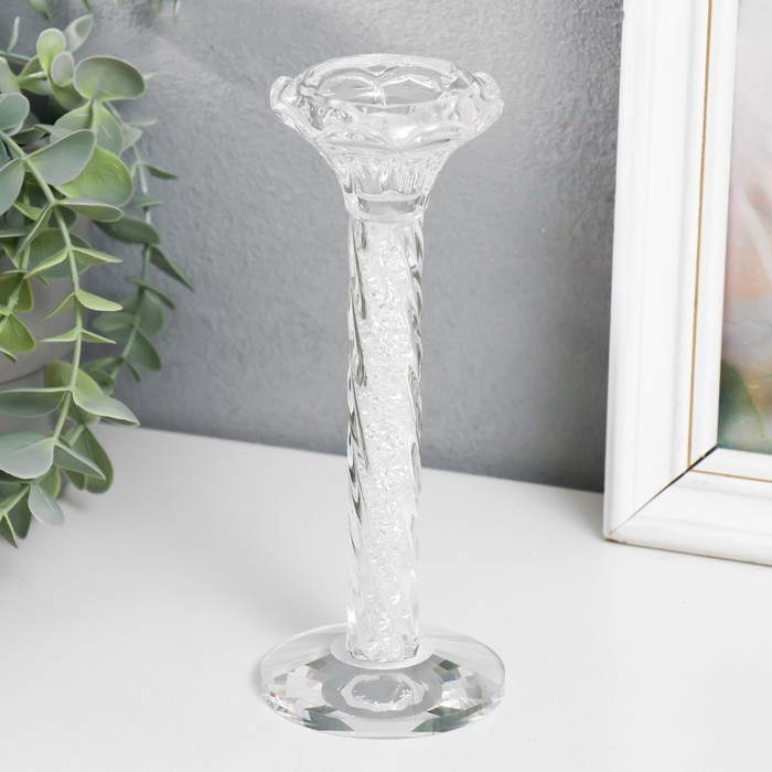 Подсвечник стекло на 1 свечу Подсвечник стекло на 1 свечу "Спираль" 18х7х7 см