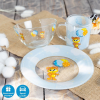 Набор детской посуды Доляна &laquo;Мишутка&raquo;, 3 предмета: кружка 200 мл, миска 450 мл, тарелка d=20 см