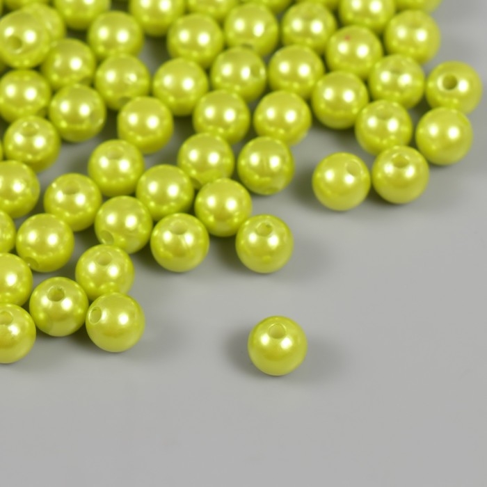 Набор бусин "Жемчуг" d 8 мм, 250 гр, салатовый