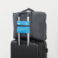 Сумка дорожная на молнии, складная в косметичку, наружный карман, держатель для чемодана, цвет серый/голубой Сумка дорожная на молнии, складная в косметичку, наружный карман, держатель для чемодана, цвет серый/голубой