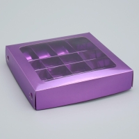 Коробка для конфет, кондитерская упаковка, 16 ячеек &laquo;Фиалка&raquo;, 18.9 х 18.9 х 3.8 см