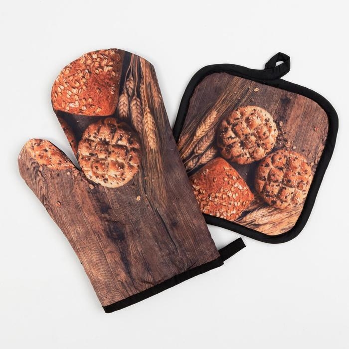 Кухонный набор Доляна &laquo;Выпечка&raquo; прихватка 17*17 см, варежка-прихватка 26*16 см, 100% п/э