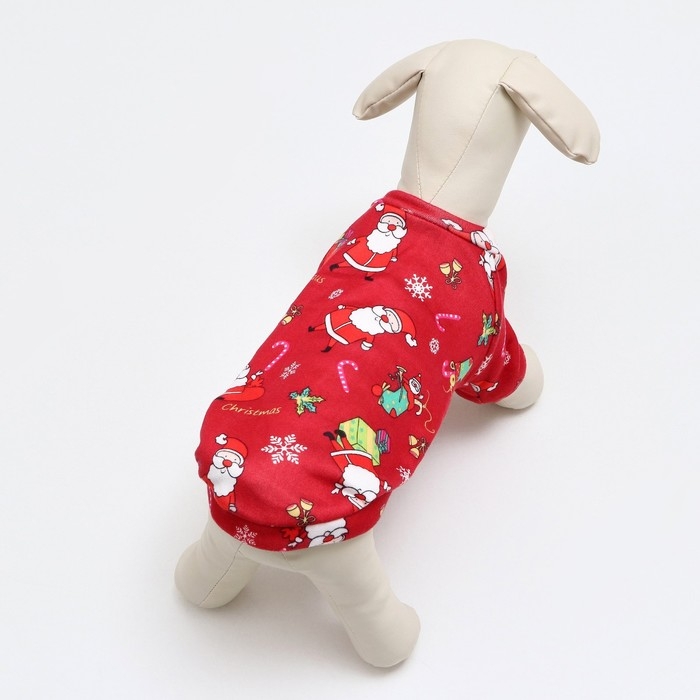 Новый год. Кофта новогодняя для животных Новый год. Кофта новогодняя для животных "Подарки", размер M, красный (ДС 30, ОШ 26, ОГ 38 см)