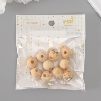 Бусины для творчества дерево "Мордочка котика" набор 10 шт d=1,6 см