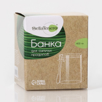 Банка стеклянная для хранения сыпучих продуктов с ложкой &laquo;Эко&raquo;, 400 мл, 10,5&times;8,5 см, с бамбуковой крышкой