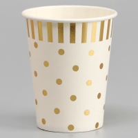 Стаканы бумажные &laquo;Горох&raquo;, 6 шт., цвет золото