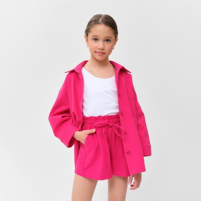 Костюм для девочки (рубашка и шорты) MINAKU, цвет фуксия, рост 158-164 см Костюм для девочки (рубашка и шорты) MINAKU, цвет фуксия, рост 158-164 см