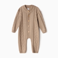 Комбинезон детский с шапочкой вязаный MINAKU, рост 74-80, цвет коричневый