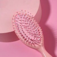 Расчёска массажная, 5,5 &times; 19 см, цвет розовый