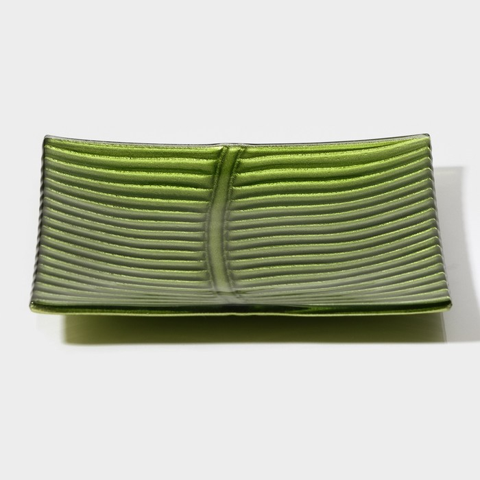 Тарелка стеклянная Magistro &laquo;Папоротник&raquo;, 14,5&times;14&times;1,8 см, цве зелёный