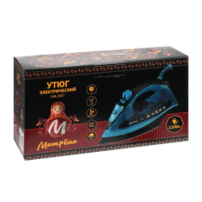 Утюг Утюг "МАТРЁНА" MA-047, 2200 Вт, стальная подошва, синий