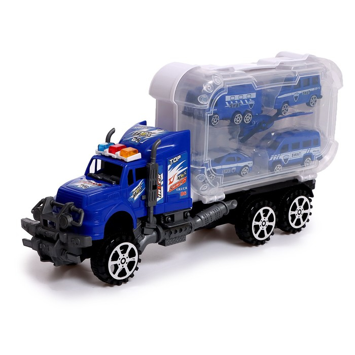 Грузовик инерционный «Полиция», с техникой, МИКС Грузовик инерционный «Полиция», с техникой, МИКС