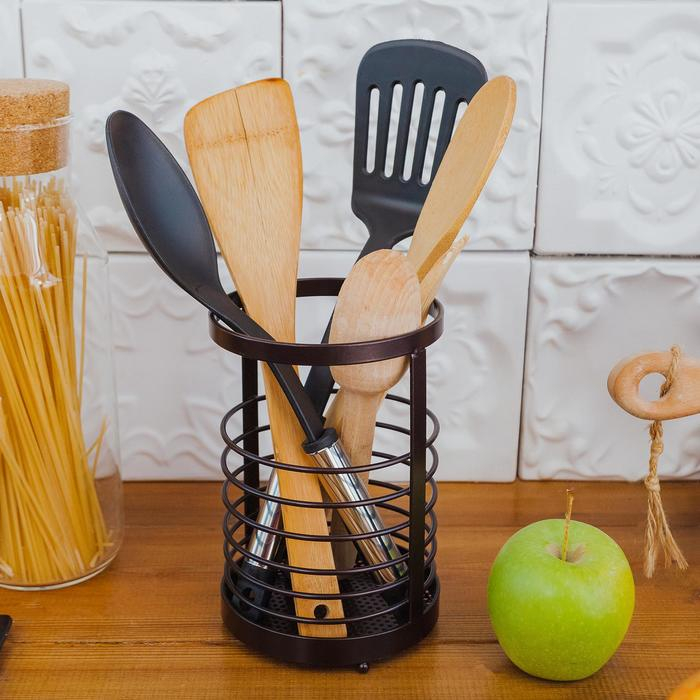 Сушилка для столовых приборов Доляна «Лофт», 11,5×11,5×17 см, цвет коричневый Сушилка для столовых приборов Доляна «Лофт», 11,5×11,5×17 см, цвет коричневый