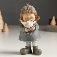 Сувенир полистоун "Малышка в сером пальто с птичкой/фонариком" МИКС 5х6х14 см Сувенир полистоун "Малышка в сером пальто с птичкой/фонариком" МИКС 5х6х14 см