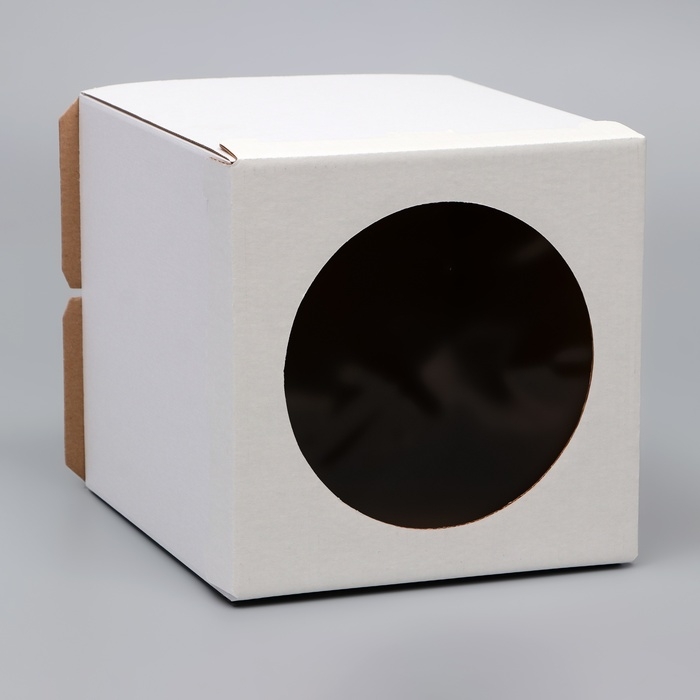 Коробка под торт с окном, Коробка под торт с окном, "Круг", белая, 26 х 26 х 30 см