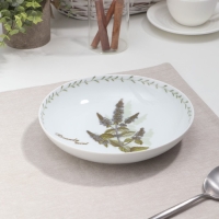 Тарелка глубокая фарфоровая &laquo;Ботаника&raquo;, 700 мл, d=20,5 см, цвет белый