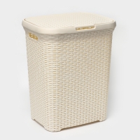 Корзина бельевая с крышкой, 60 л, 34&times;44&times;56 см, цвет слоновая кость