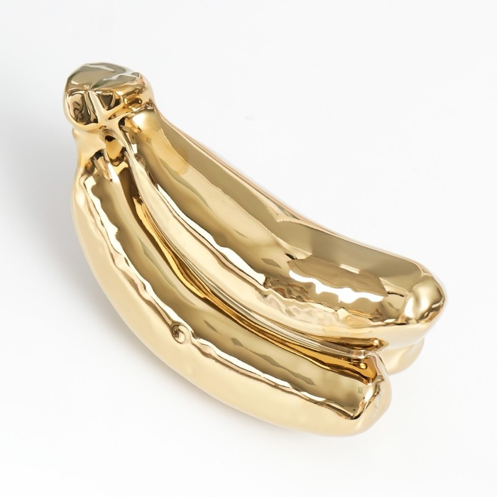 Сувенир керамика "Связка бананов" золото 9х17х7,5 см
