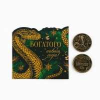 Монета новогодняя амулет «Новый год: Богатого Нового года», диам 2.5 см Монета новогодняя амулет «Новый год: Богатого Нового года», диам 2.5 см